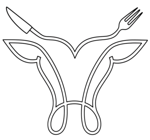 The elevated American Steakhouse mark on a dark field — a refined monoline knife-and-fork crest
